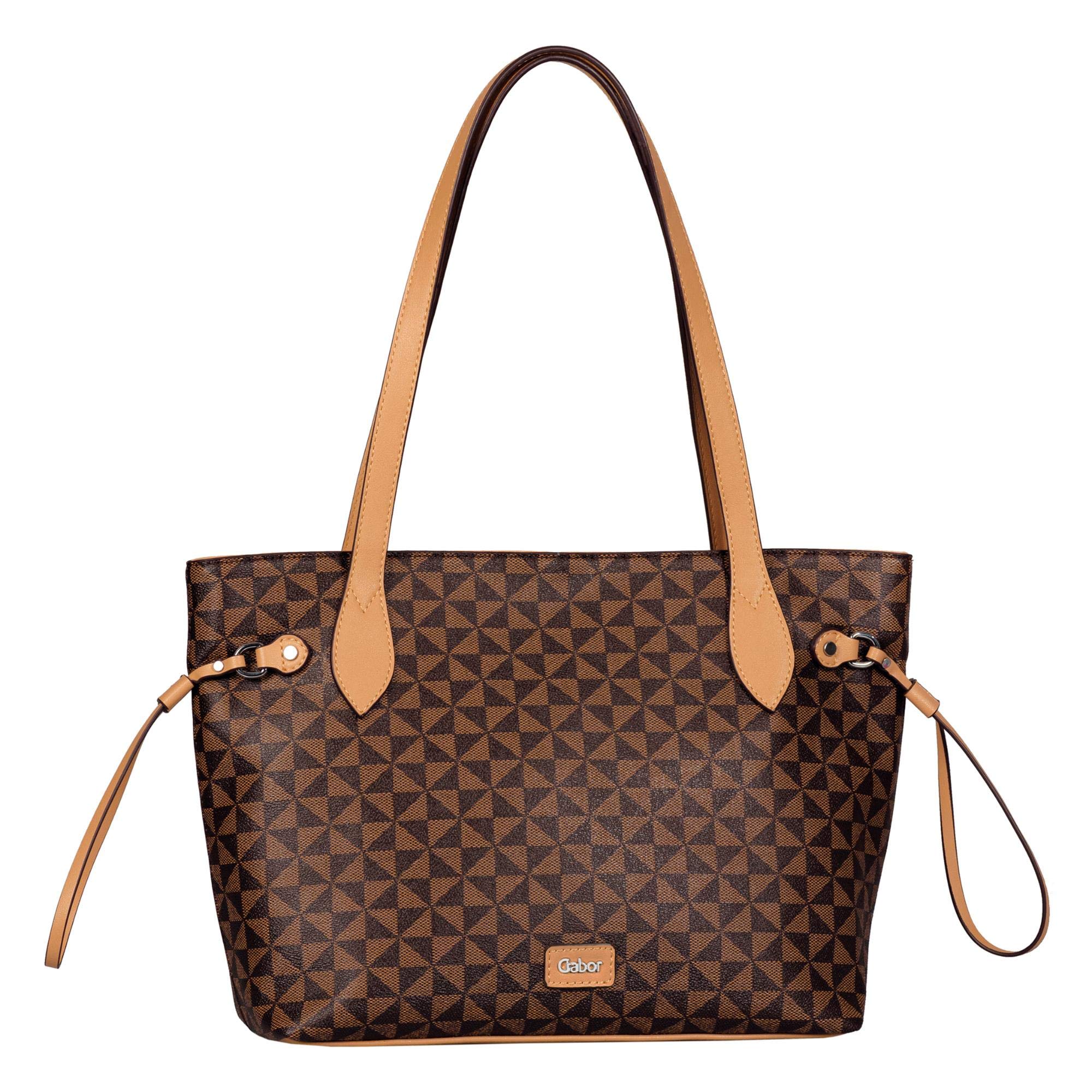 Gabor bags Barina Damen Shopper Umhängetasche Reißverschluss Groß Braun