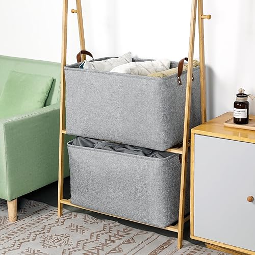 Vista 198 de DULLEMELO Canastas de almacenamiento pequeñas de 15 x 6 x 5.5 pulgadas, contenedores de almacenamiento de tela para tanque de inodoro