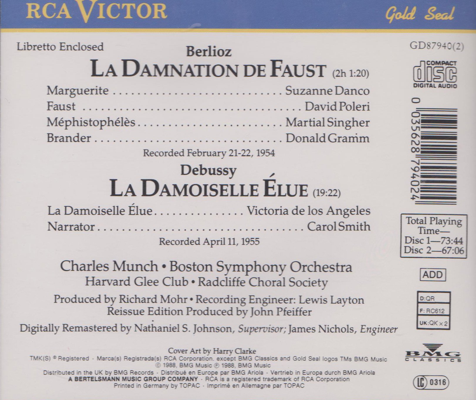 Berlioz : La Damnation de Faust / Debussy : La Damoiselle Elue