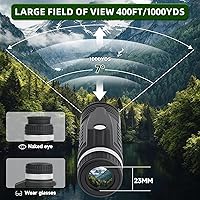 Vista 8 de Telescopio monocular de 8 x 42, monocular para adultos de alta potencia con prisma BAK4 FMC, brújula telémetro, IPX7, impermeable, monocular