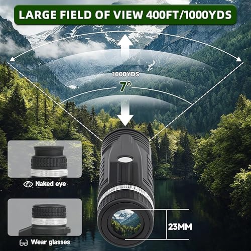 Vista 8 de Telescopio monocular de 8 x 42, monocular para adultos de alta potencia con prisma BAK4 FMC, brújula telémetro, IPX7, impermeable, monocular