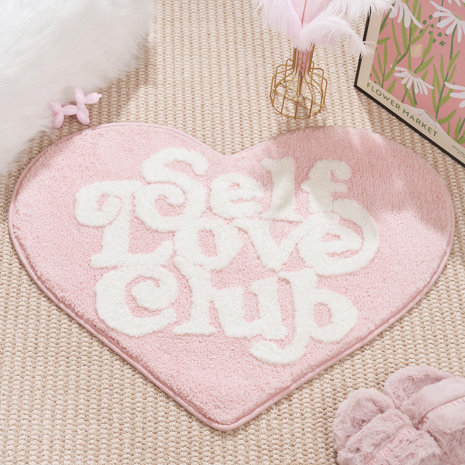 Amazon.com: ELDONE Self Love Club Rug Heart Shaped - Cute Bath Mat 
