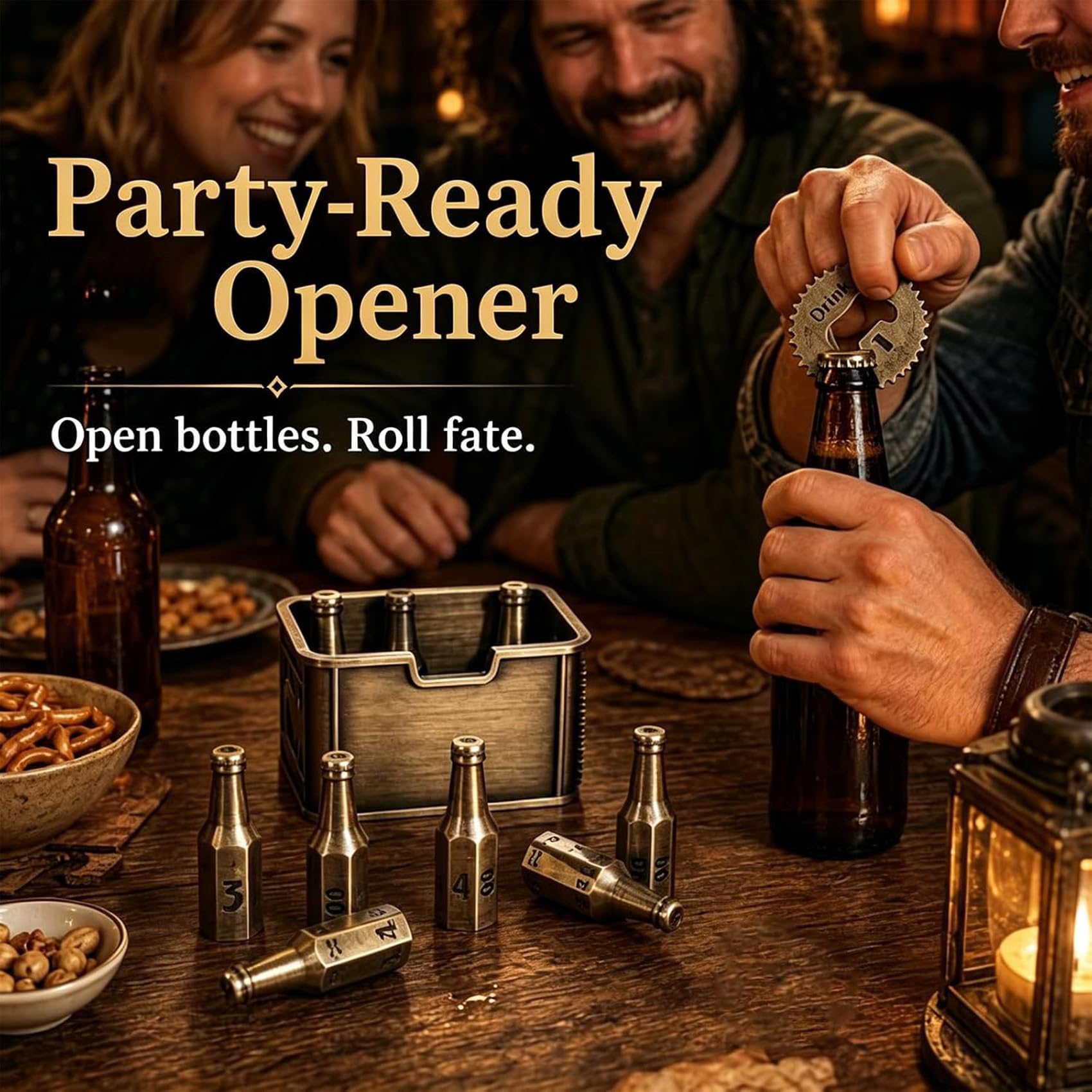 Set de dés en métal en Forme de Bouteille de bière, avec décapsuleur (#All)
