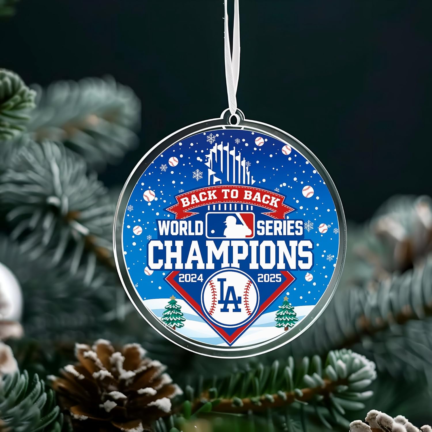 Baseball Champions Ornament | Back to Back Champions 2024-2025 | Personalized Sports Fan Ornament | Baseball (Ceramic, 1) - Image 5