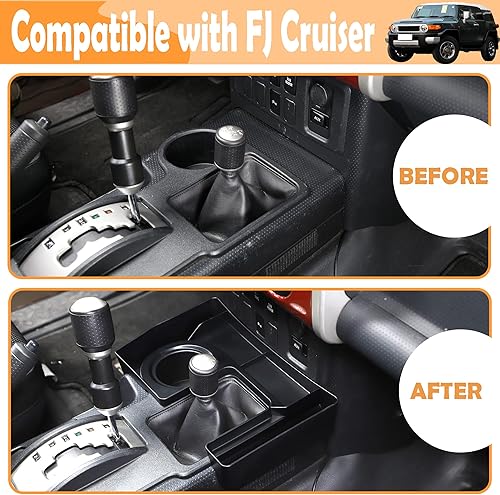 Miniatura 2 de LLKUANG Caja de almacenamiento en forma de U para transmisión de auto ABS Compatible con Toyota FJ Cruiser 2007-2021, bandeja de almacenamiento