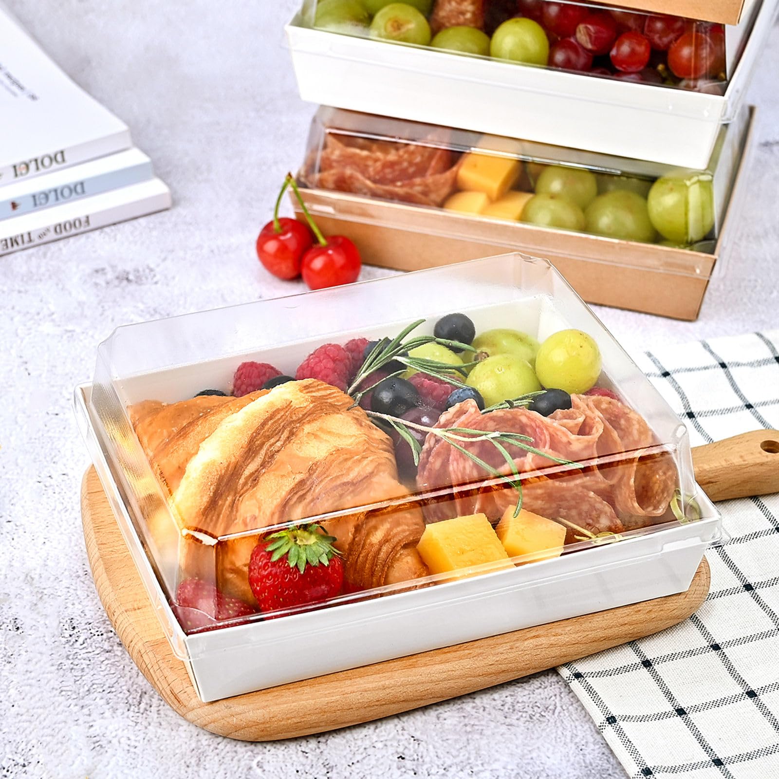 Charcuterie-Boxen Mit Deckel 10,2 Cm – 50 Stück, Braun, ölabweisend, Für Party & Café