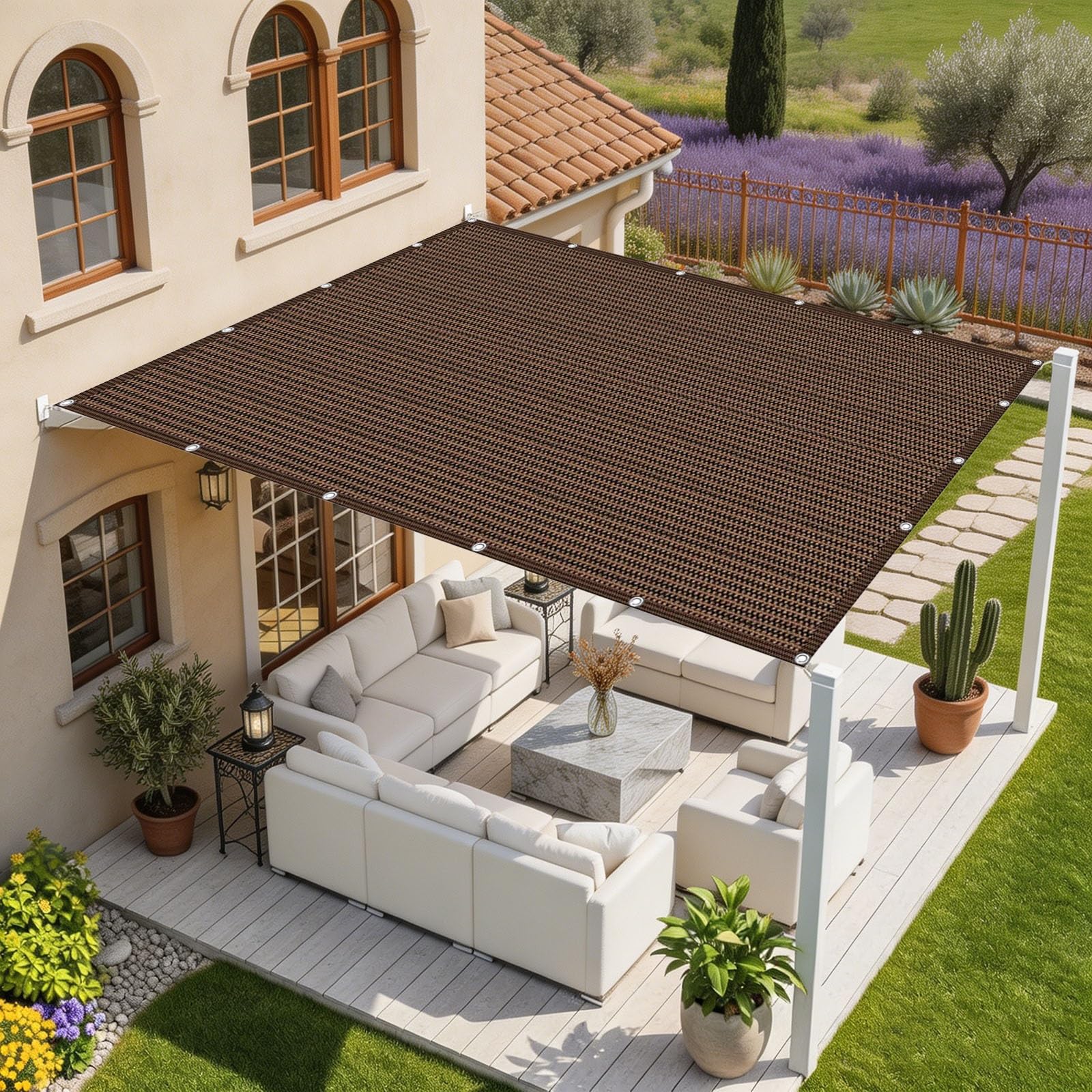 Voile d'ombrage rectangulaire 1.4x2.7 contre la chaleur sur la terrasse