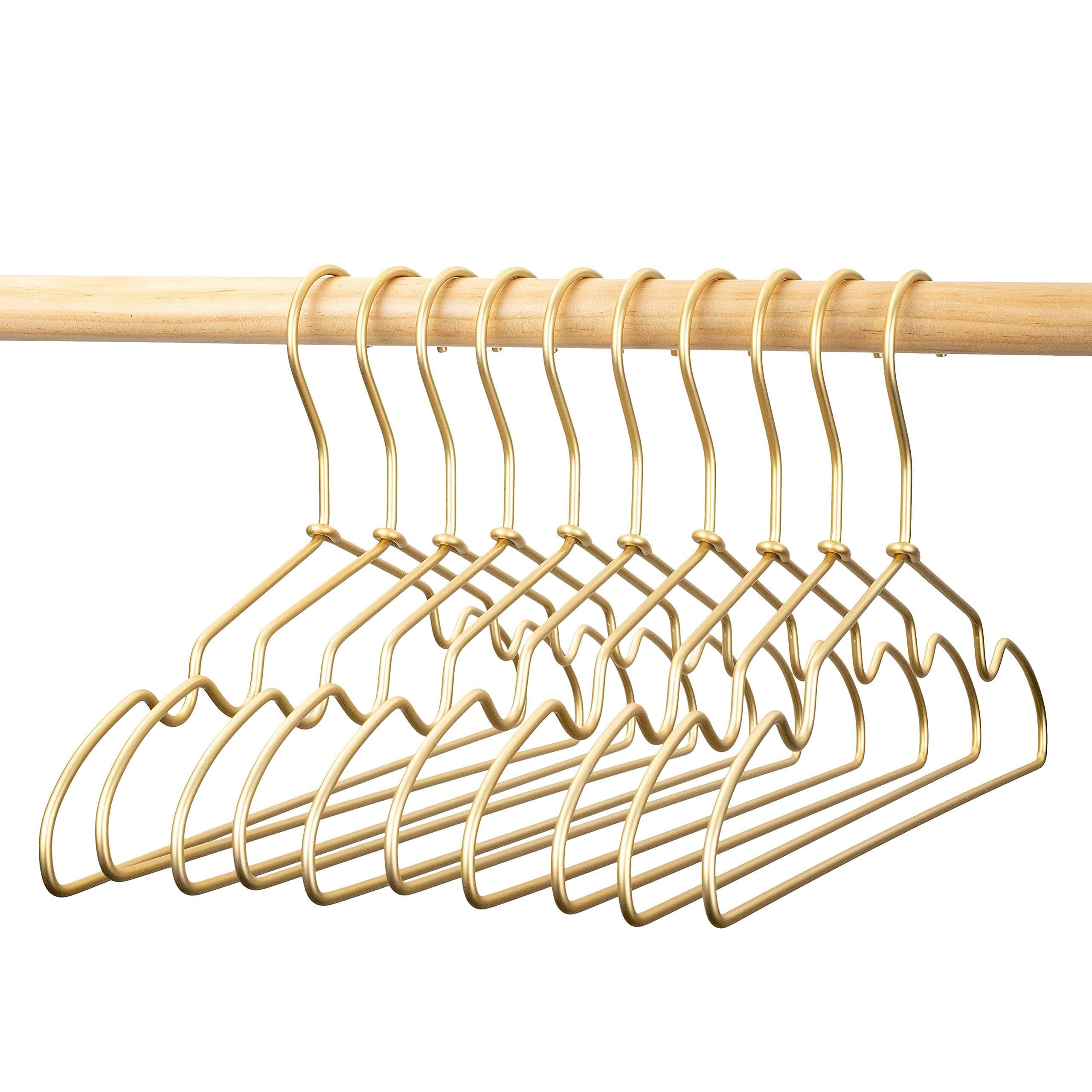 Perchas de Metal Dorado de 12.6 Pulgadas, Paquete de 30 Unidades, para niños, con Alambre Recubierto, Almacenamiento de Ropa, Ahorro de Espacio para Abrigos de niños pequeños, Perchas