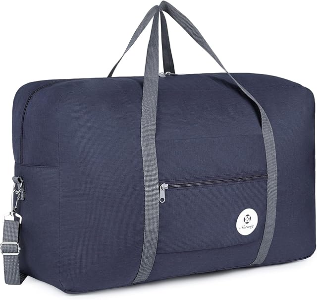 for Airlines Large Cabin Bag Foldable Travel Duffel Bag Holdall Tote Carry on Luggage Overnight for Women and Men 40L (Dark Blue)