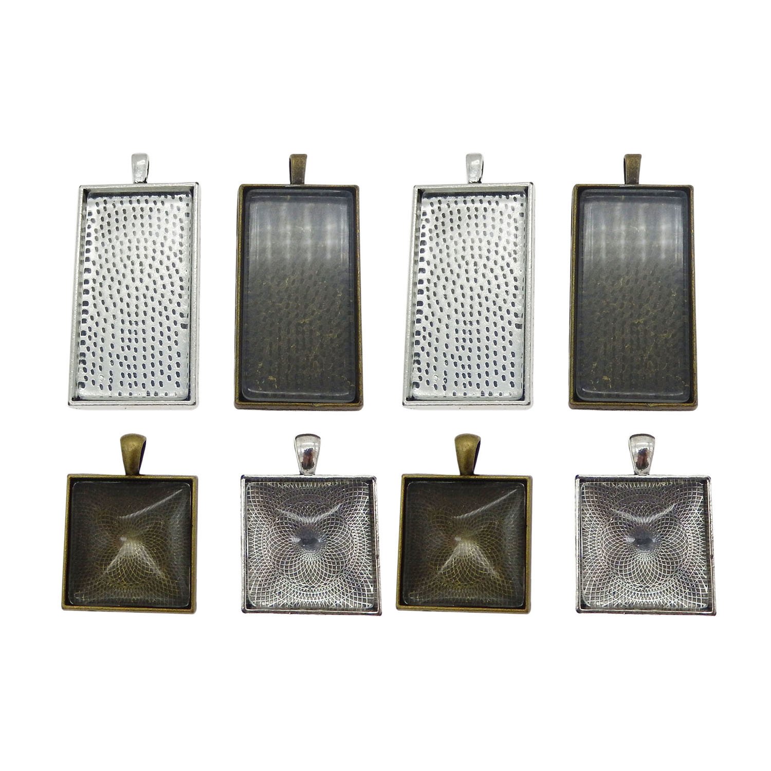 Julie Wang 25mm 10pcs Square Stainless Steel Resin Tray Bezels Cabochon Base Settings Charms Pendant Necklace Jewelry Making Craft Accessory