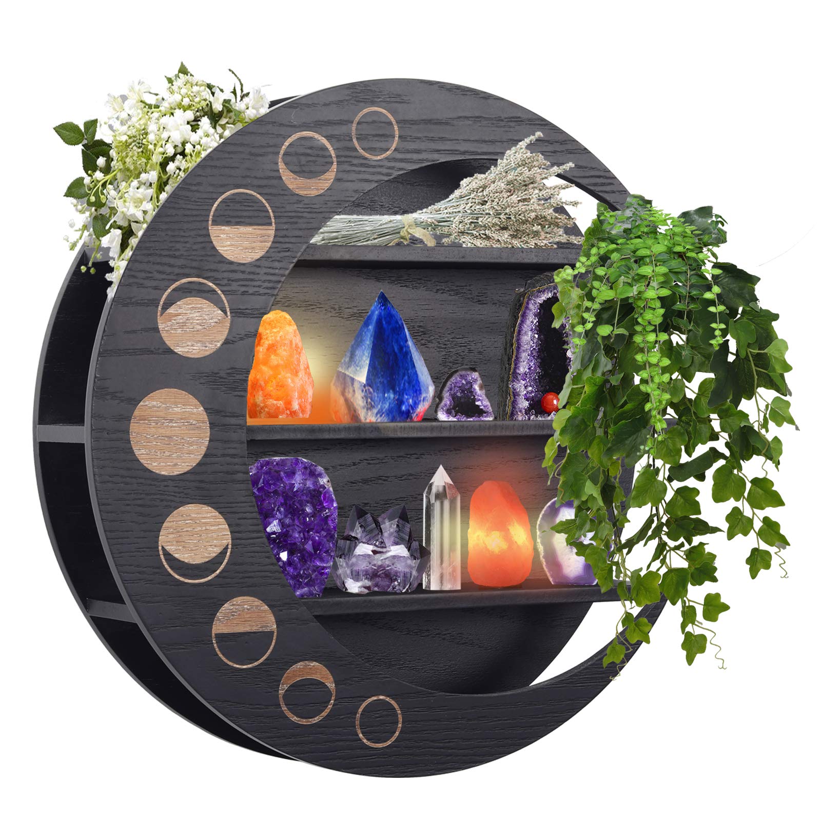 Buy SSISSI Black Crescent Moon Shelf Crystal Display Shelf Nail Polish Rack, Crystal Holder