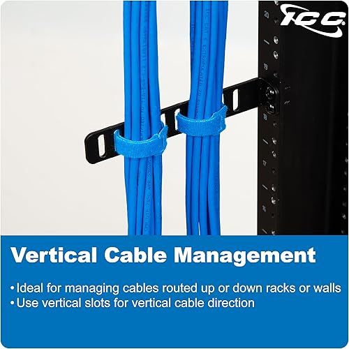 Miniatura 3 de ICC Soporte metálico para gestión de cables en forma de L, paquete de 25  Organizador para centros de datos, racks de red y cableado estructurado