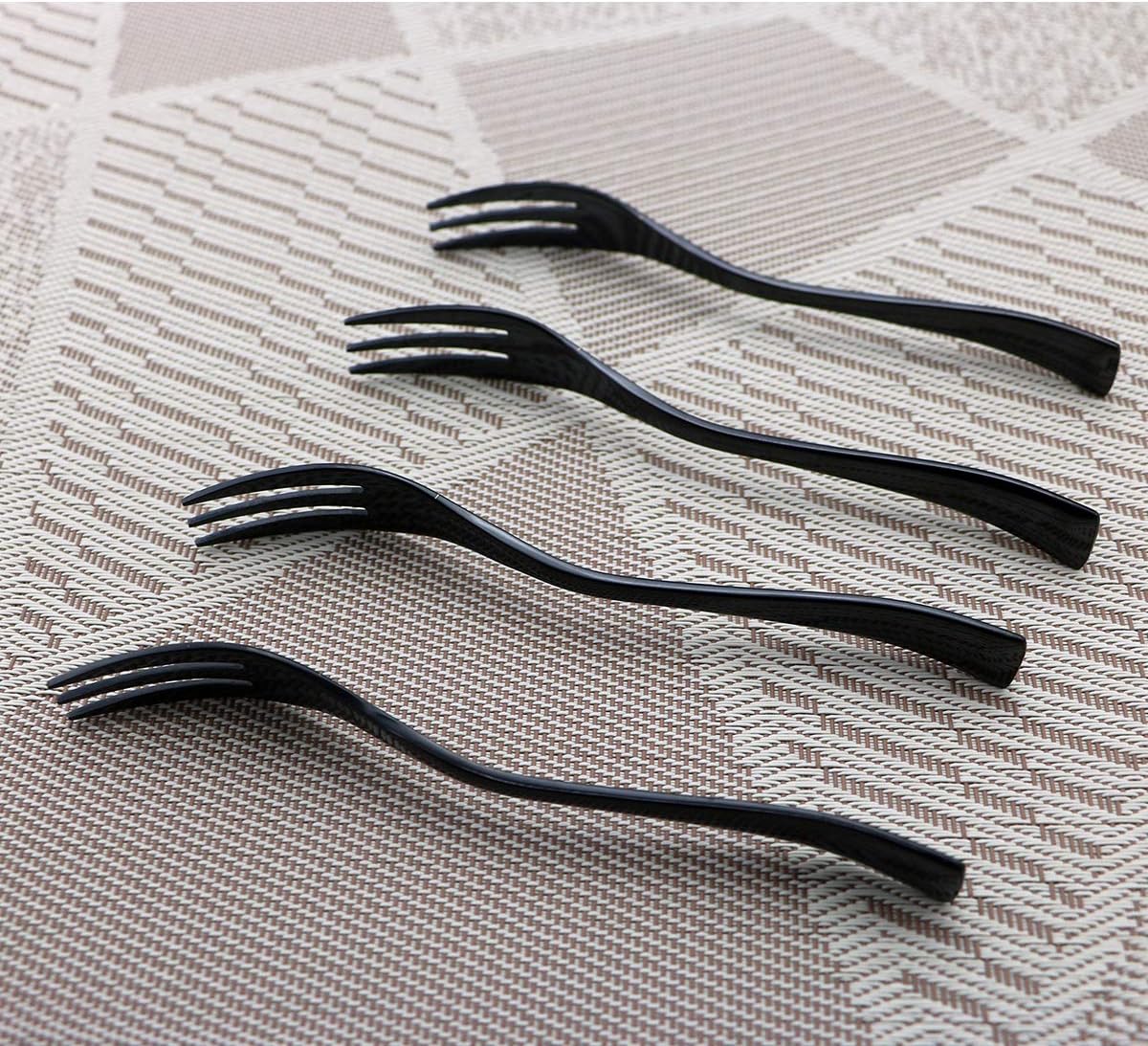 Gugrida 6-Piece Luxury Mirror Poblishing Black Heavy-duty 18/10 Stainless Steel Sturdy Cake Fork Pie Forks Flatware Silverware Set Serving Utensils
