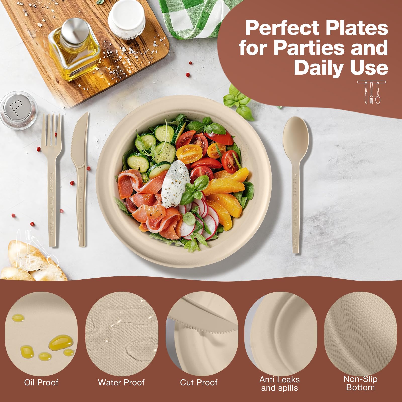 Biodegradable Paper Plates - 300pc Set -4