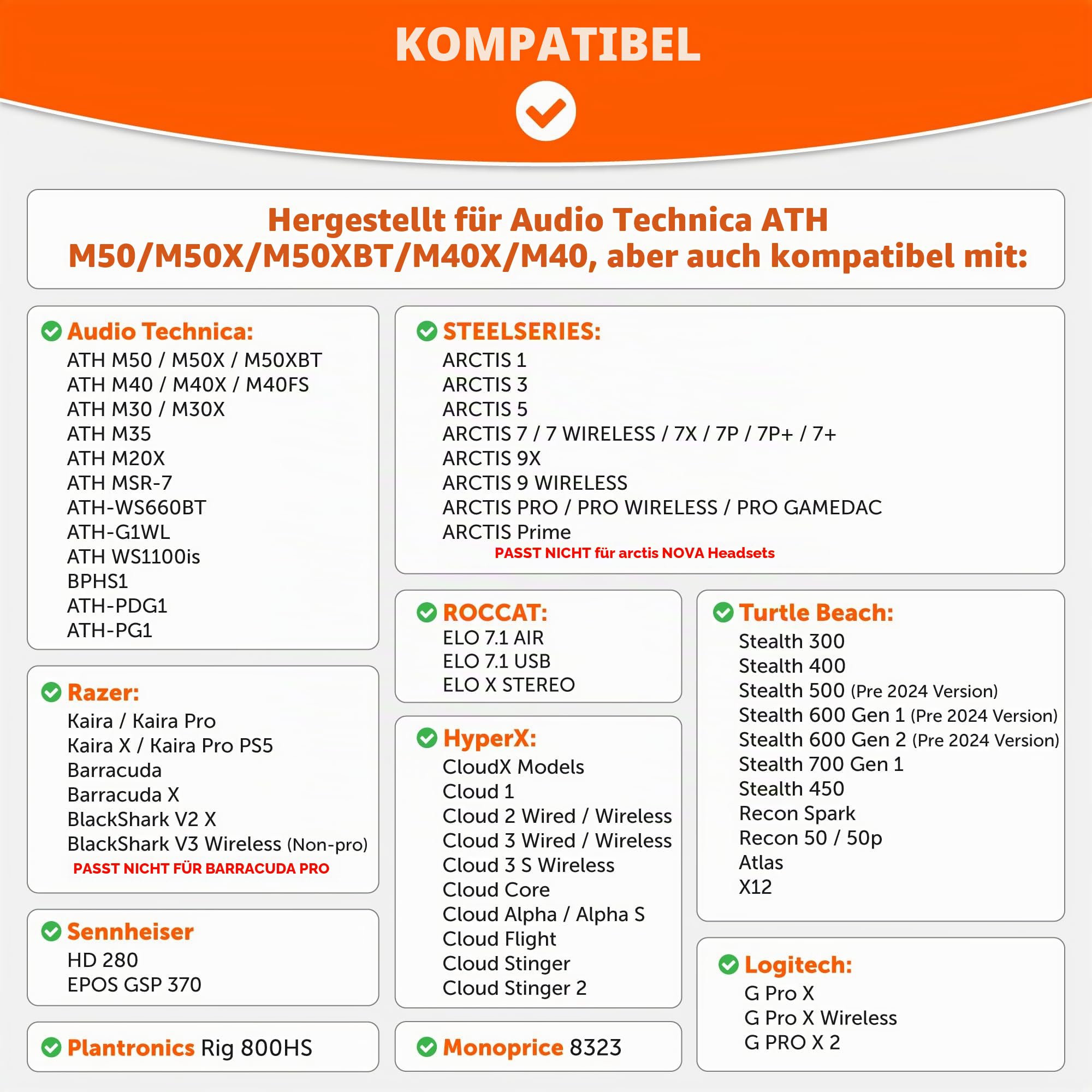 WC PadZ Velour – Ohrpolster für Audio Technica, HyperX, Arctis und mehr