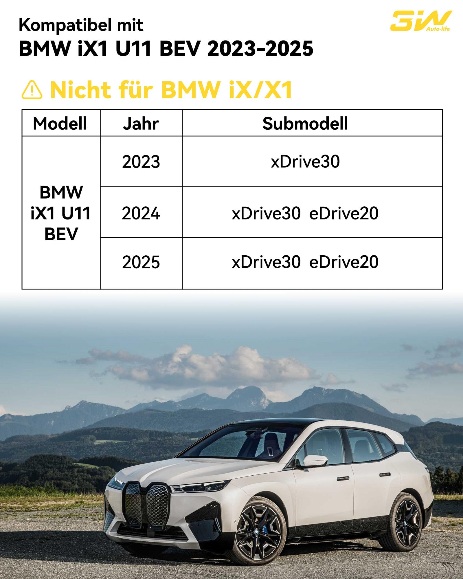 3W Kofferraumwanne für BMW iX1 U11 BEV 2022-2025 2026 und für X1 xDrive25e Benzin-Hybrid, Thorex™ Allwetter Maßgeschneiderte Kofferraummatte BMW iX1 U11 Auto Kofferraum Zubehör, Wasserabweisend