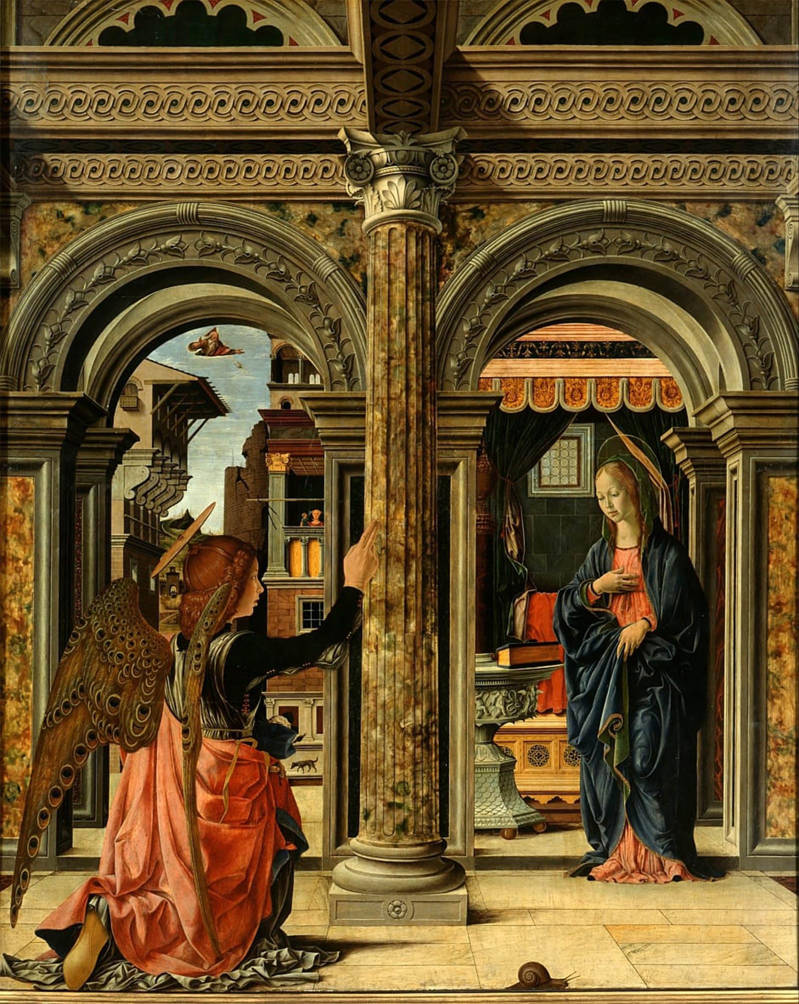 ARTXLXXBN Famous Print Painting Colorful Art Print the Annunciation by Francesco Del Cossa Canvas Art Decorations for Home Decor 60x90cm