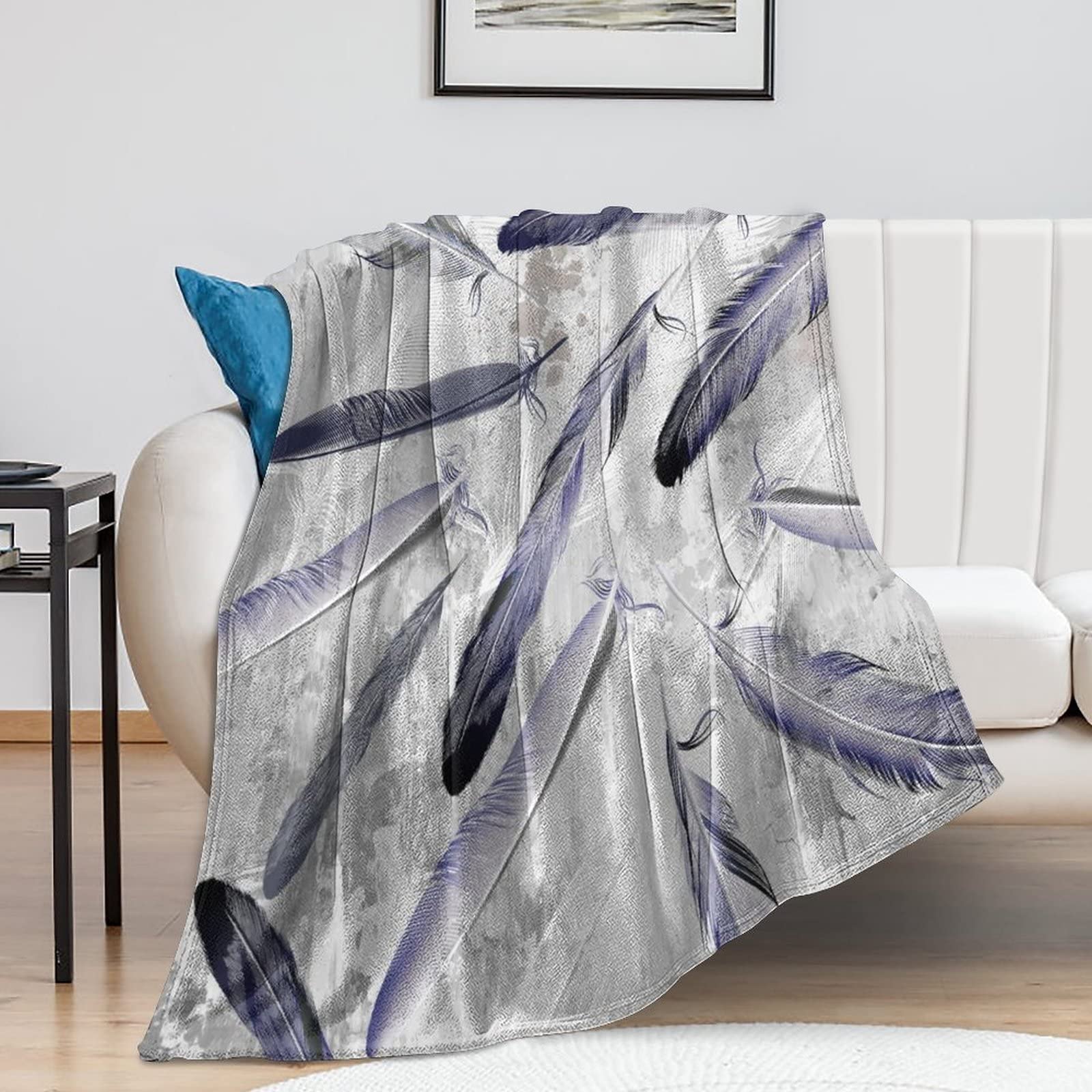 Couverture vintage paon en microfibre pour vos soirées cocooning au salon