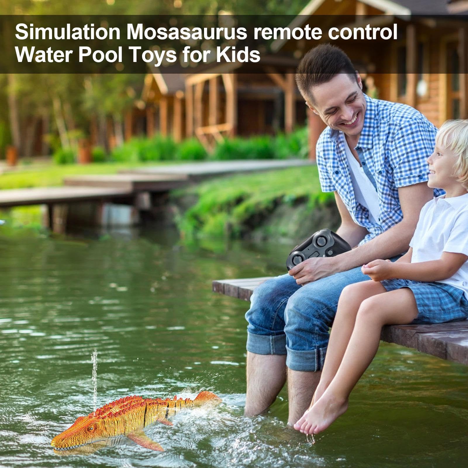 Giocattolo di Mosasaurs subacqueo - Creatura 'acqua telecomandata con effetto spray | Reptile di nuoto RC realistico con luci per avventure in piscina, di bagno interattivo o gioco estivo al