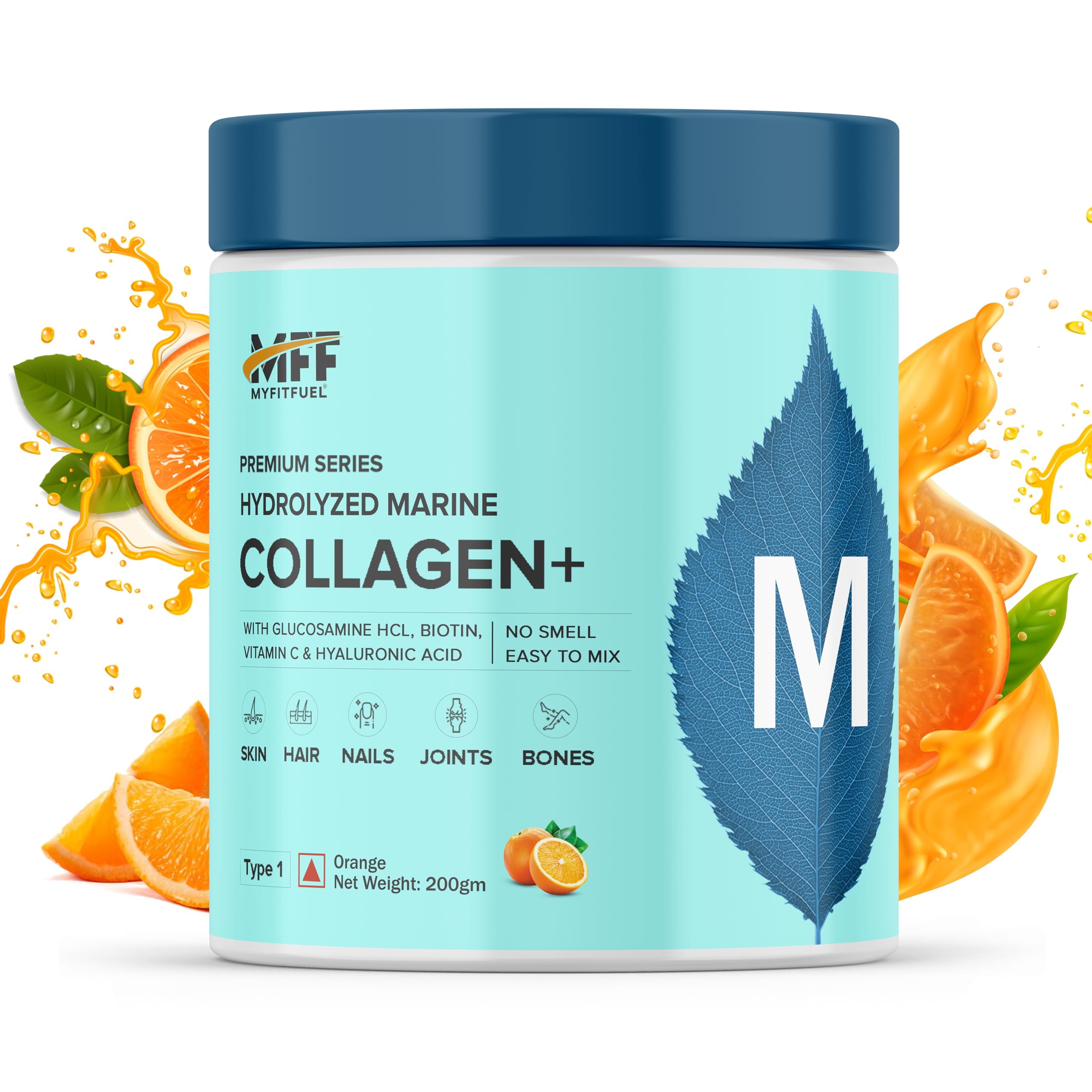 MyFitFuel Hydrolyzed Marine Collagen (200gm, Orange) with Biotin, Hyaluronic Acid, Zinc, Vitamin C & Glucosamine | For Skin, Hair, Nails & Joints-image-44