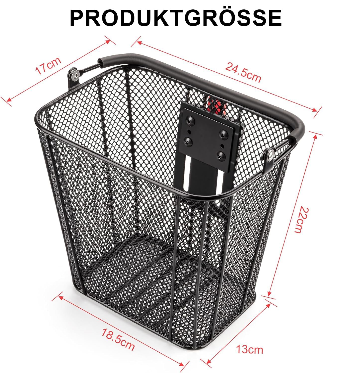 CXWXC Scooter‑Korb mit Griff – Schnell Abnehmbarer Frontkorb für E‑Scooter – Fahrradkorb mit Fester Halterung, passend für Klappräder, Tret- und Knie‑Scooter