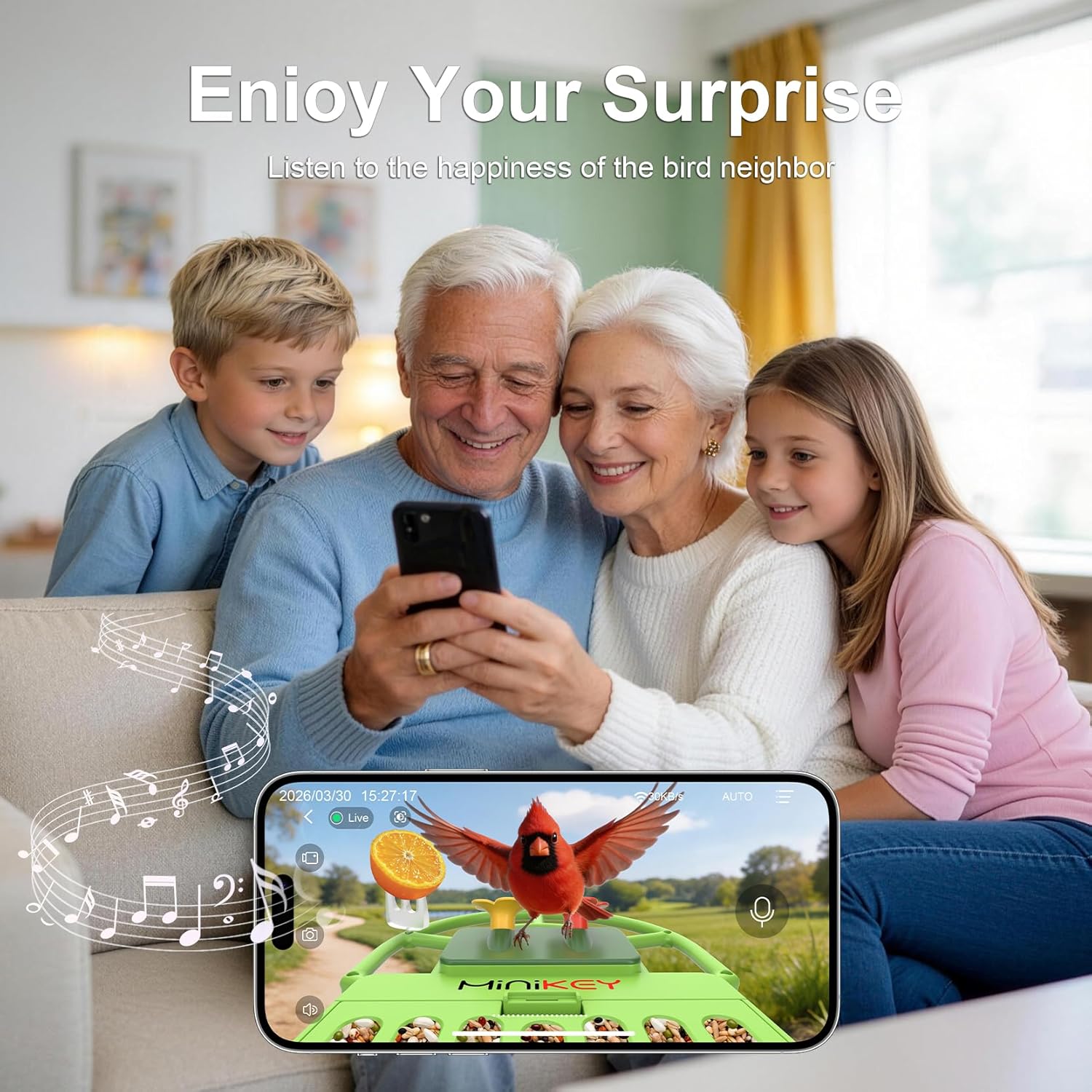 Smart Bird Feeder with Camera Outdoor Birdhouse: AI Identifies 11000+ Species, 2K HD with Arrival Alerts, Attracts Hummingbirds, Dual Squirrel-Proof, Solar Powered, Gifts for Bird Lovers Mom Dad