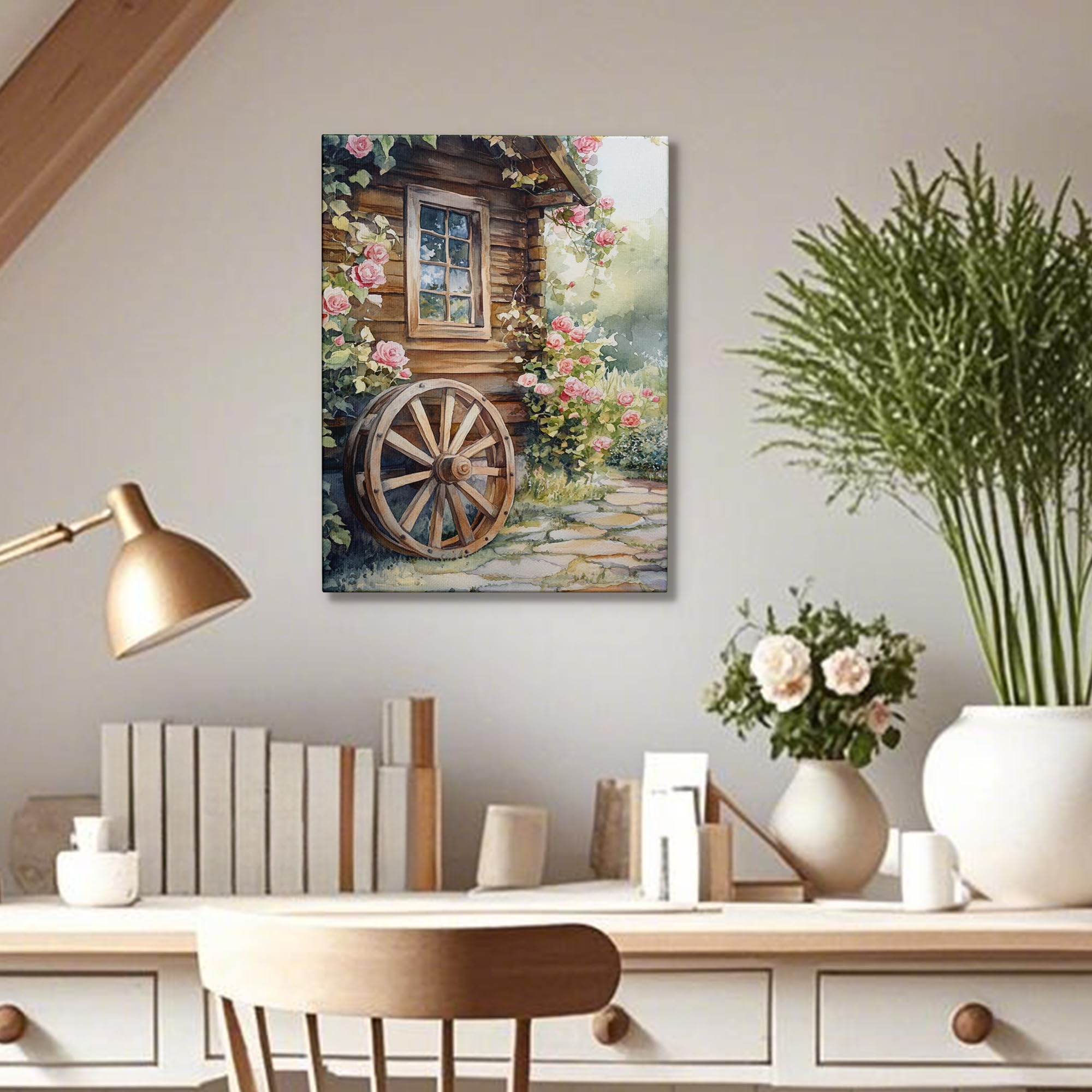 趣味・スポーツ・実用 Domestic Aesthetic Household Art 1920- Amazon.com: Rustic Rose Garden Canvas Art, Earthy Brown Vintage