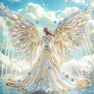 NEWENMO Angel Diamonds Painting Kits for Adults Beginner DIY 5D Colorful Wings Diamond Art Paint with Special Shape Diamonds, Full Drill Gem Art Diamonds Painting Kit for Home Wall Decor 12x12Inch