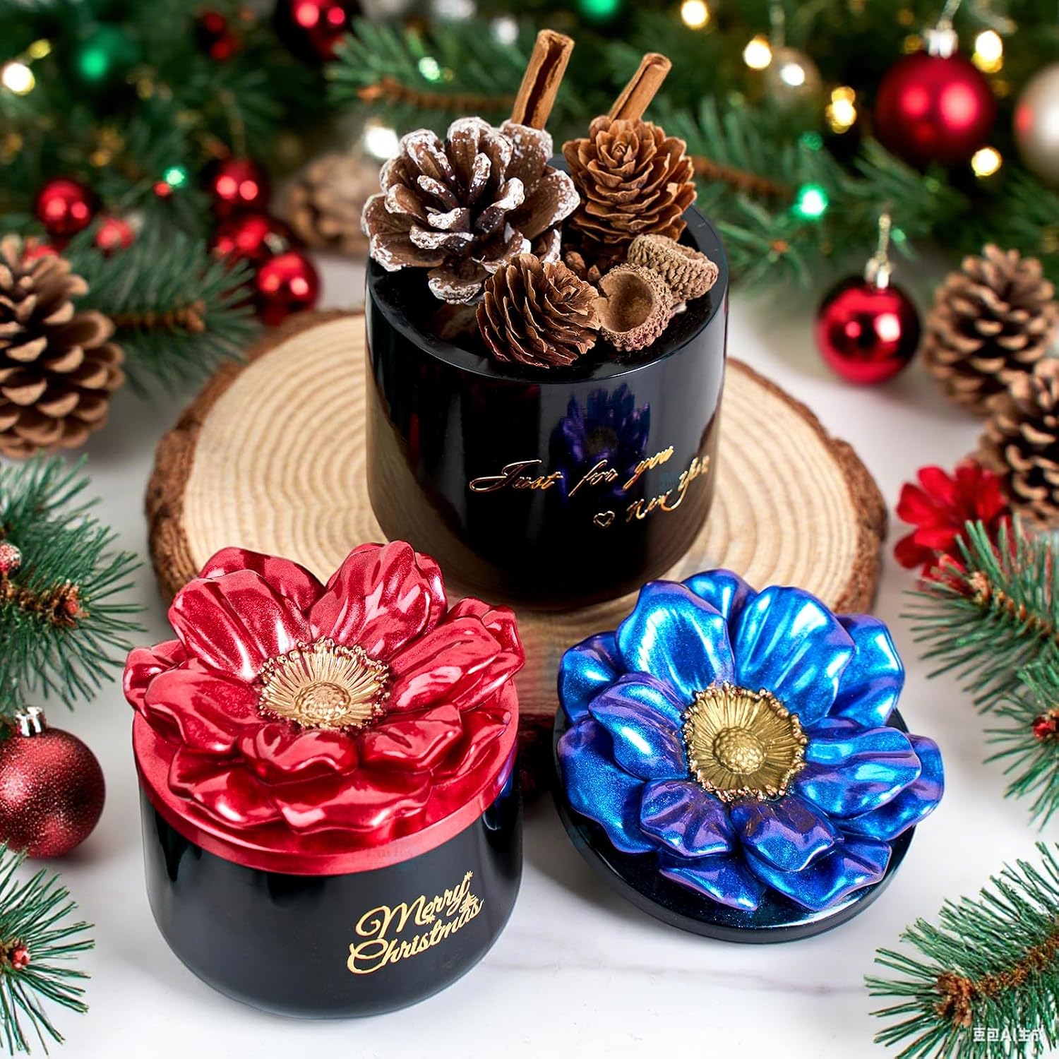 Jar Resin Molds 2 PCS Jar Container Silicone Molds with Poppy Flower Lid for Epoxy Resin Casting Mold DIY Jewelry Storage Box Flowerpot Candle Cup Concrete Art Craft Mould Home Decor Veterans Day Gift