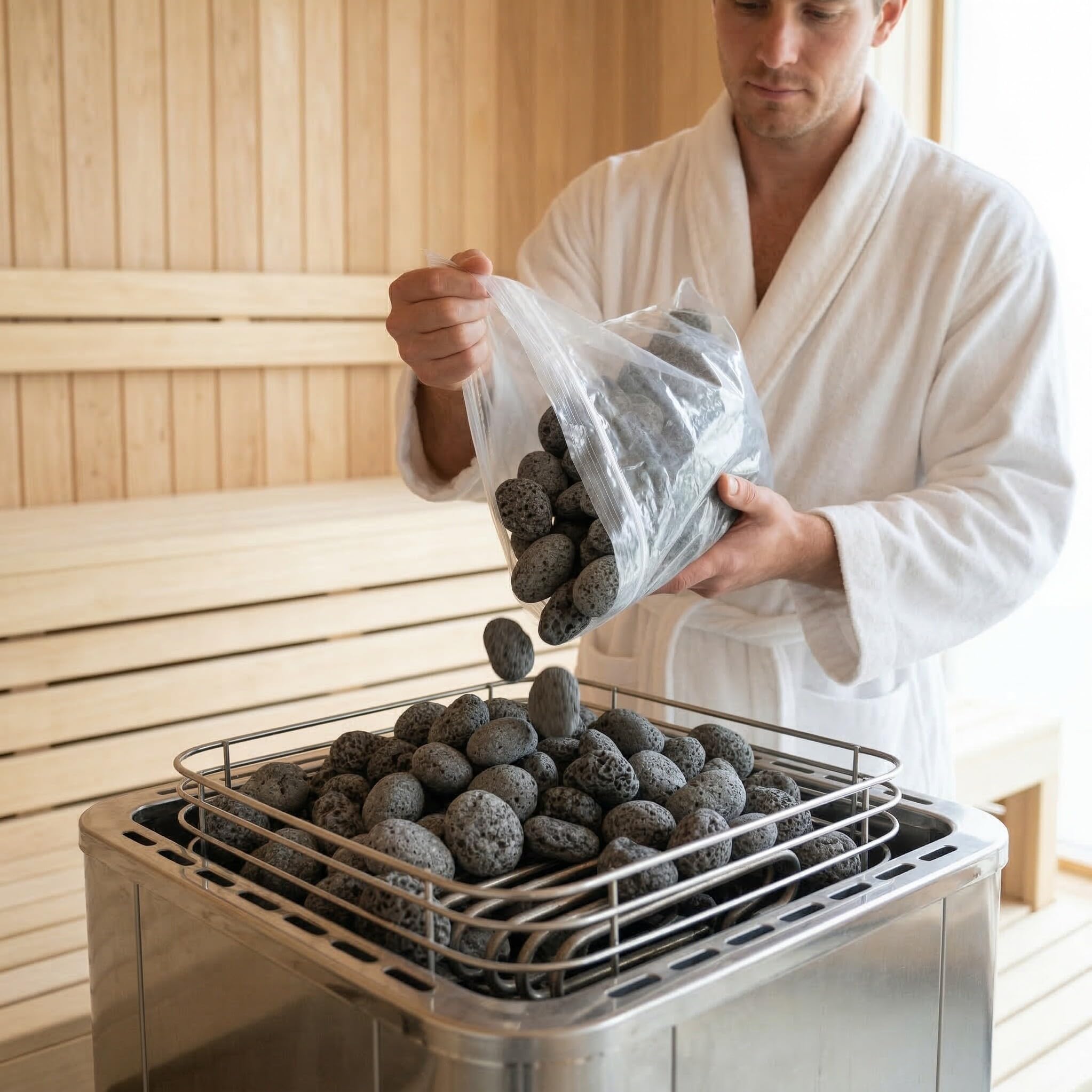 Generisch Saunastein Satz 1 Kg Natürliche Schwarze Steine für Sauna Heizung mit Universeller Kompatibilität und Einfache Handhabung für Dampfbäder und Wellnessbereiche