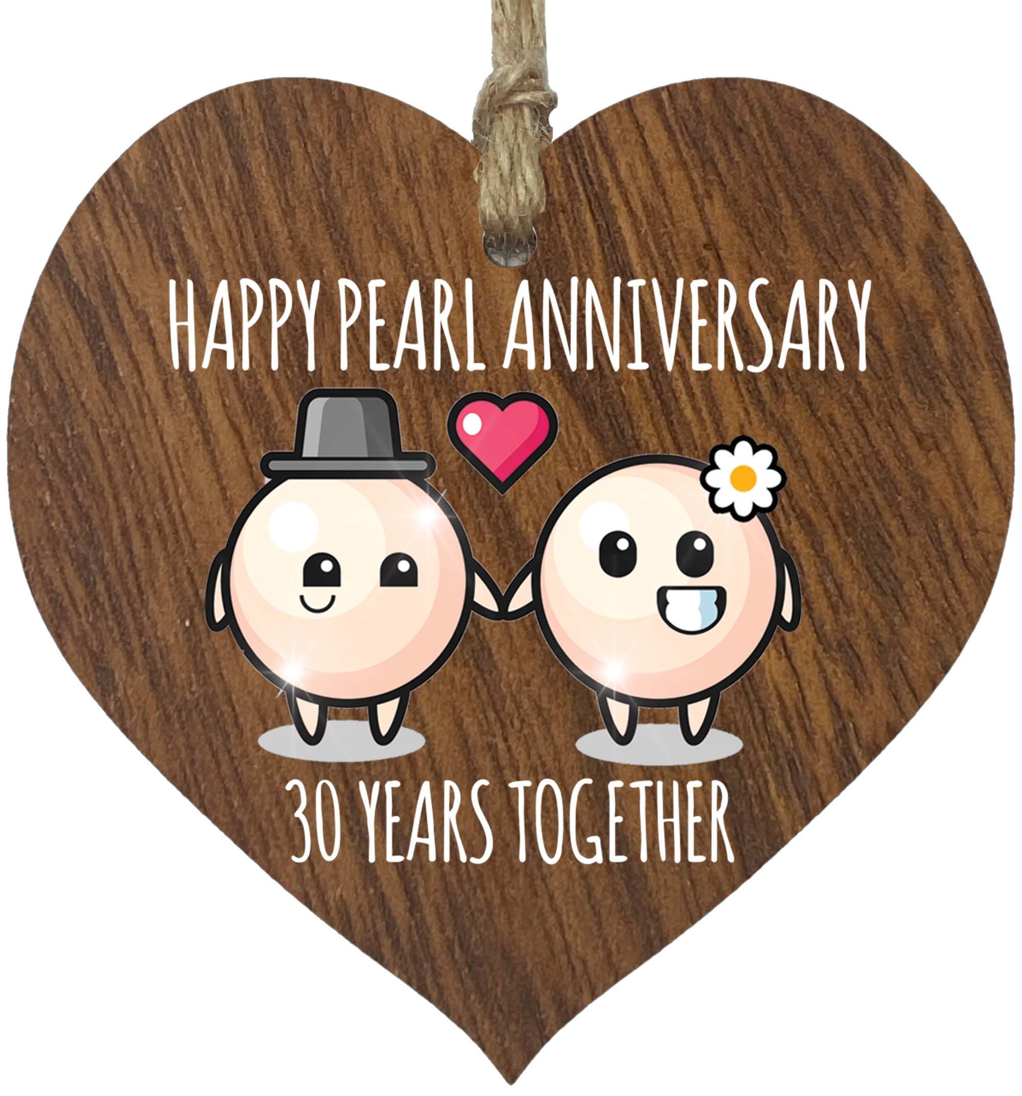 Stuff4 Women's 30 Dark Wood 30Th Wedding Anniversary Plaque Gift For Husband Wife - 30 Years Together - Happy Pearl Anniversary Wooden Heart For Men Partner, Dark Wood Sign Keepsake Gifts