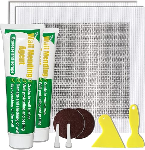 Wall Patch Repair Kit, 500g Wall Mending Agent Drywall Repair Putty & 8 Inch Mesh Drywall Repair Kit, Wall Repair Patch Kit with Scraper and