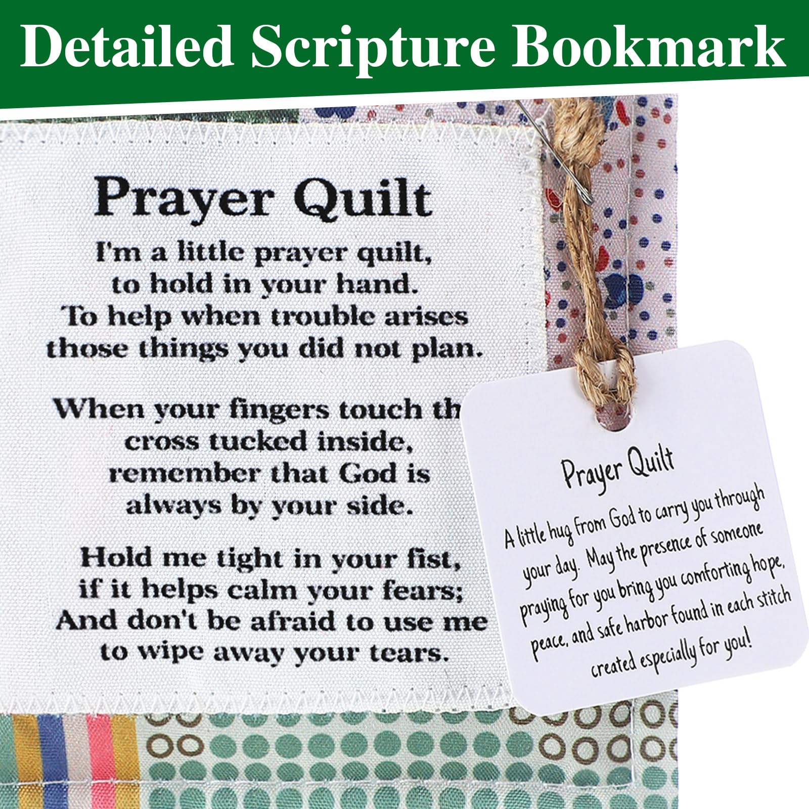 Fanfanwin 2 Pack Prayer Quilt with Cross, Mini Pocket Scripture Quilts for Women, Portable Christian Gifts for Encouragement, Pastor Appreciation Bereavement Gift(Classic)