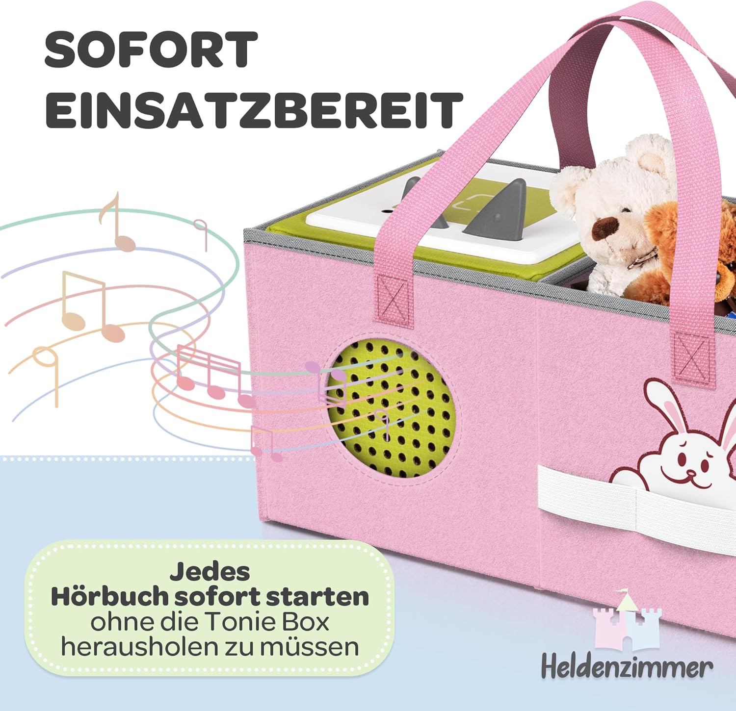 Sac Toniebox Heldenzimmer Rose Lapin: Rangement Sécurisé pour 10 Figurines - Image secondaire