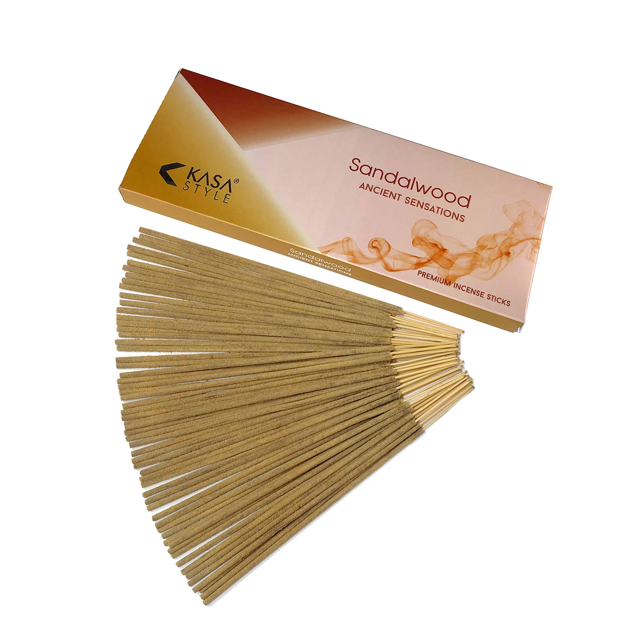 Ancient Sensations Premium Incense Sticks - 1% Natural No Chemicals - 1 Hour Burning - 100gr (Sandalwood)