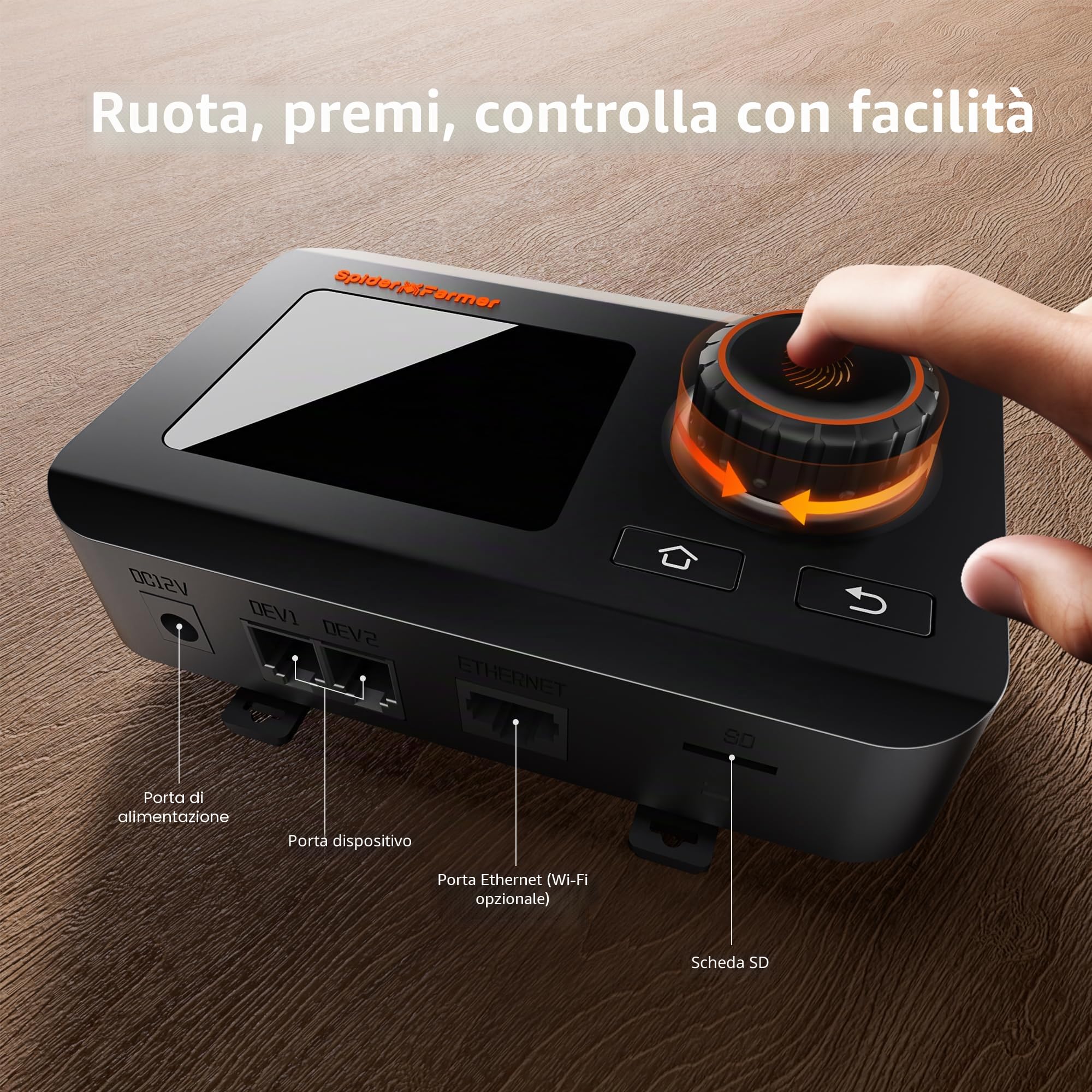 Spider Farmer Set di controller GGS, controller ambientale intelligente, sensore di temperatura, umidità e luce e adattatore, ideale per il sistema di gestione automatica del ciclo di crescita indoor