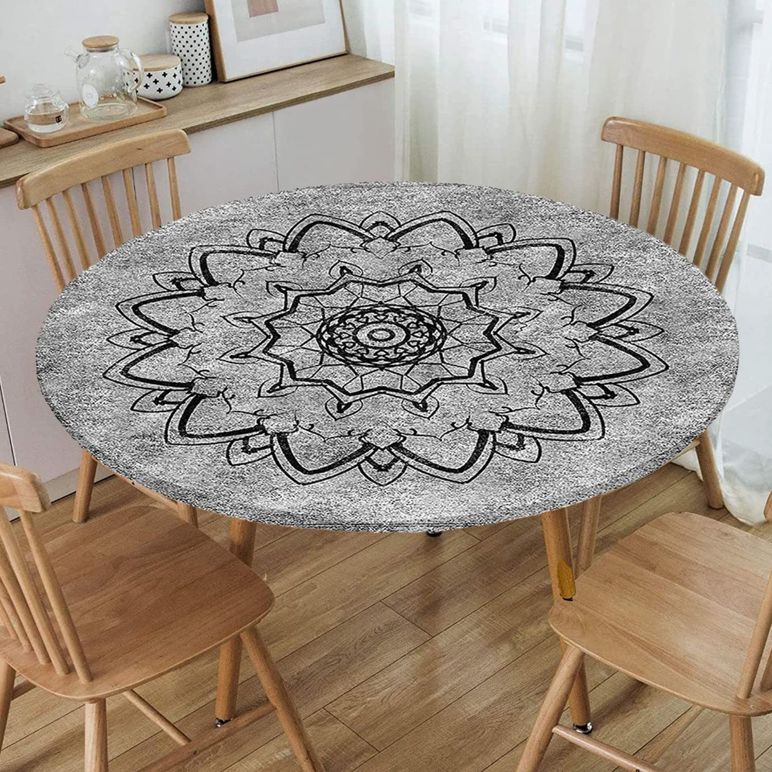 Tovaglia Rotonda Morbuy Con Bordo Elastico - Impermeabile, Stampa Mandala, Per Esterno E Interno - Foto 10