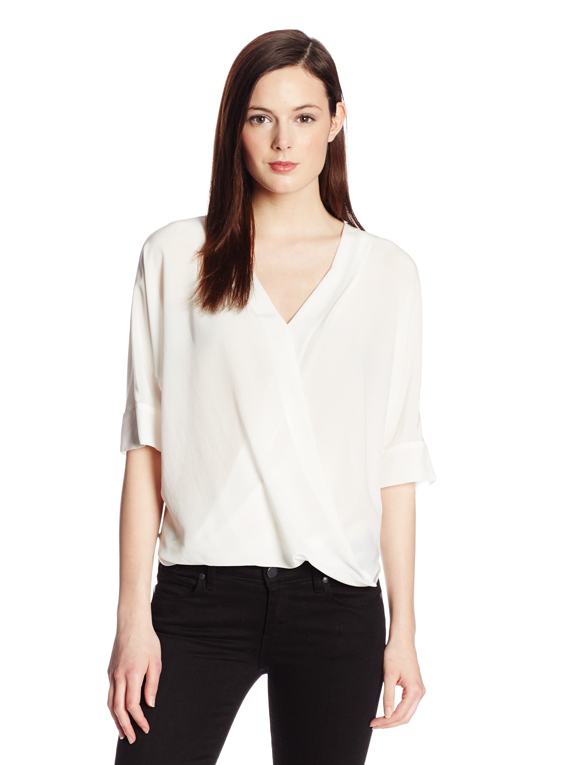 Trina Turk Women's Coral Cross Over 3/4 Sleeve Blouse