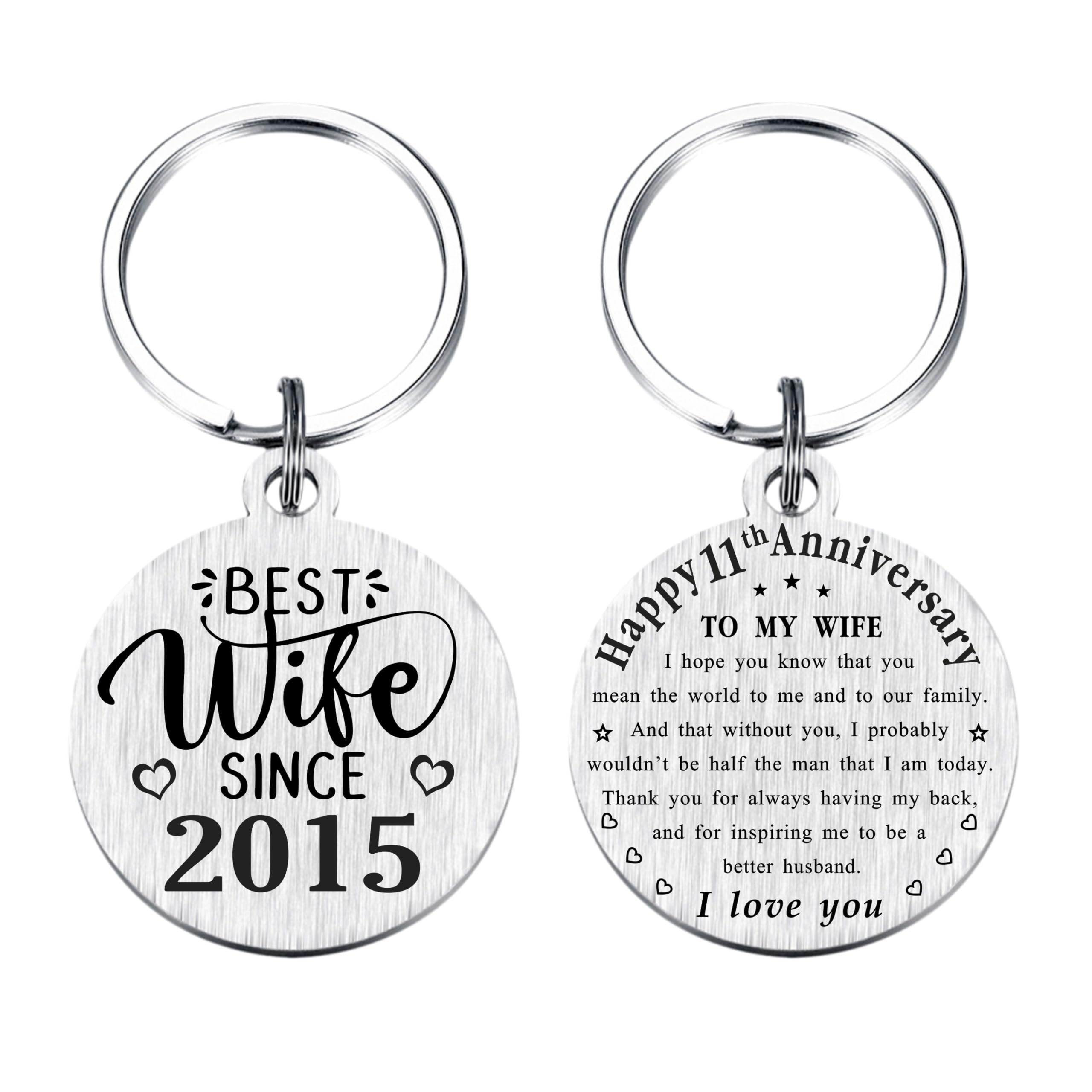 TANWIH 11th Wedding Anniversary Keychain Gifts, 11 Year Anniversary Decoration