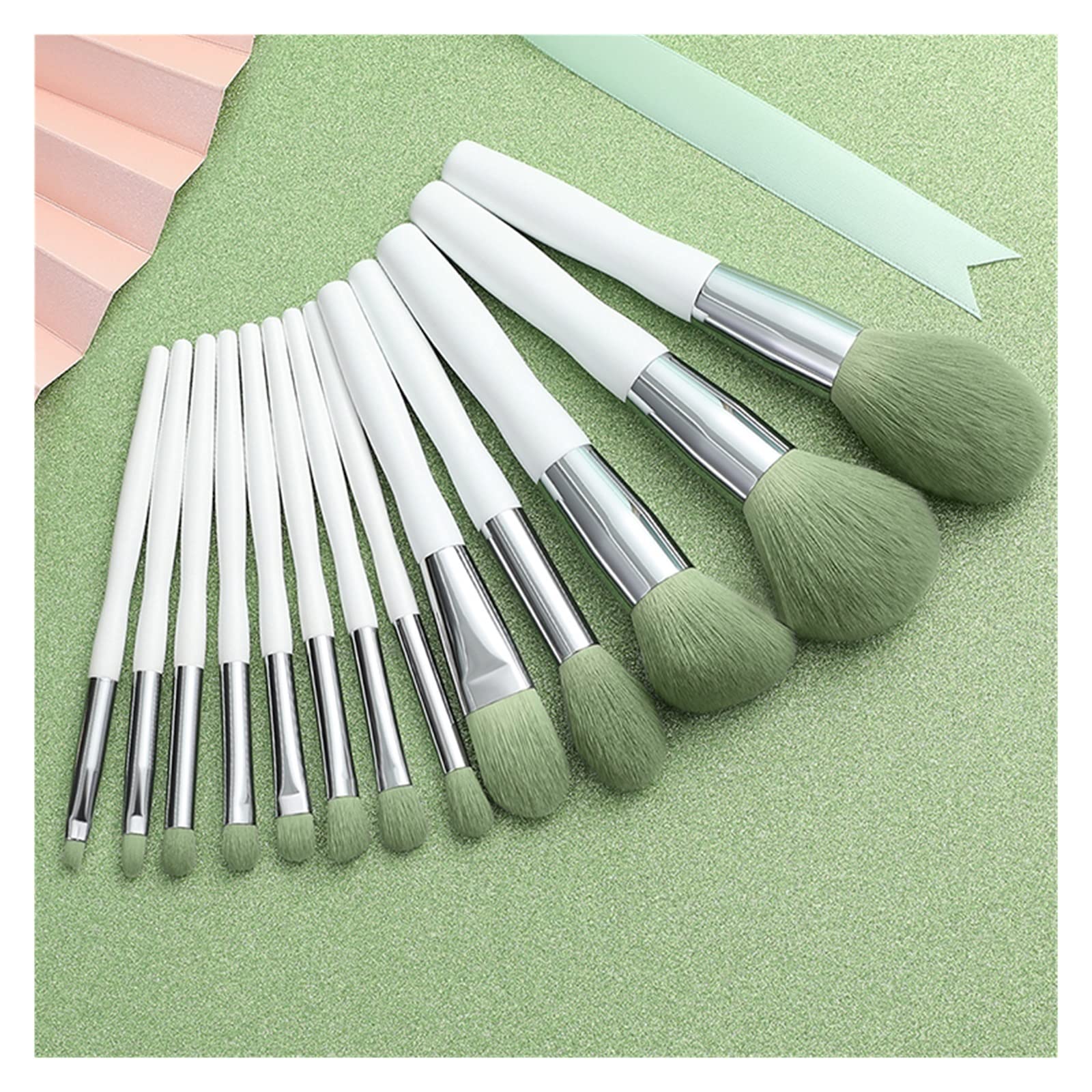 13 PCs Holzgriff Make -up Pinsel Set Summer Love Serie Weiche Faserwolle Professionelle Kosmetik Schönheit Make -up -Werkzeuge Kit Kit Kit (Handle Color : Green)