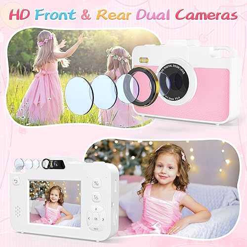 Miniatura 4 de Cámara Digital para Niños, 48MP 1080P Cámaras Digitales Compactas con Lente Dual, Cámara Pequeña Compacta con Zoom de 16X para Niñas y Niños,