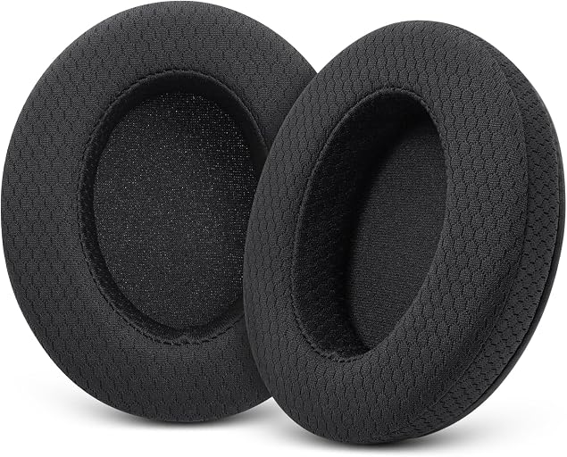 Upgraded Replacement Earpads Cushions for HyperX Cloud/Alpha, Audio Technica M50X/M40X, Turtle Beach Stealth 400/600 & More - Ear Pads with Breathable Mesh Fabric/Added Thickness/Memory Foam
