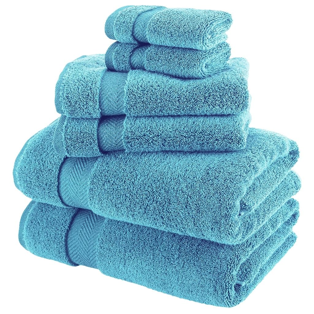 Set di asciugamani da bagno classico in peluche da 6 pezzi in cotone