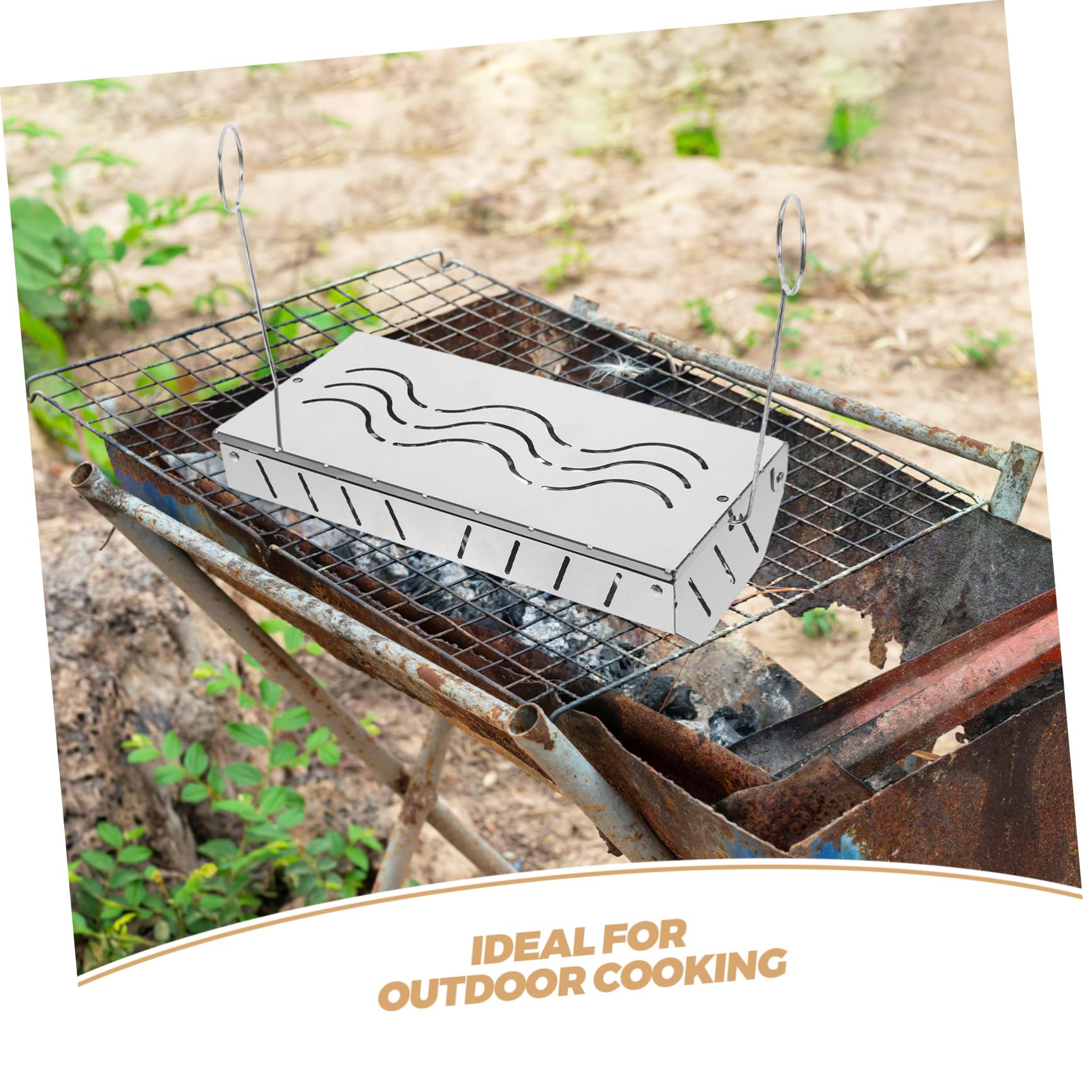 Edelstahl Räucherbox für Grillfleisch und Fisch Elektrogrill Zubehör mit Deckel Tragbar und Leicht Platzierbar für Grillen und Outdoor Kochen
