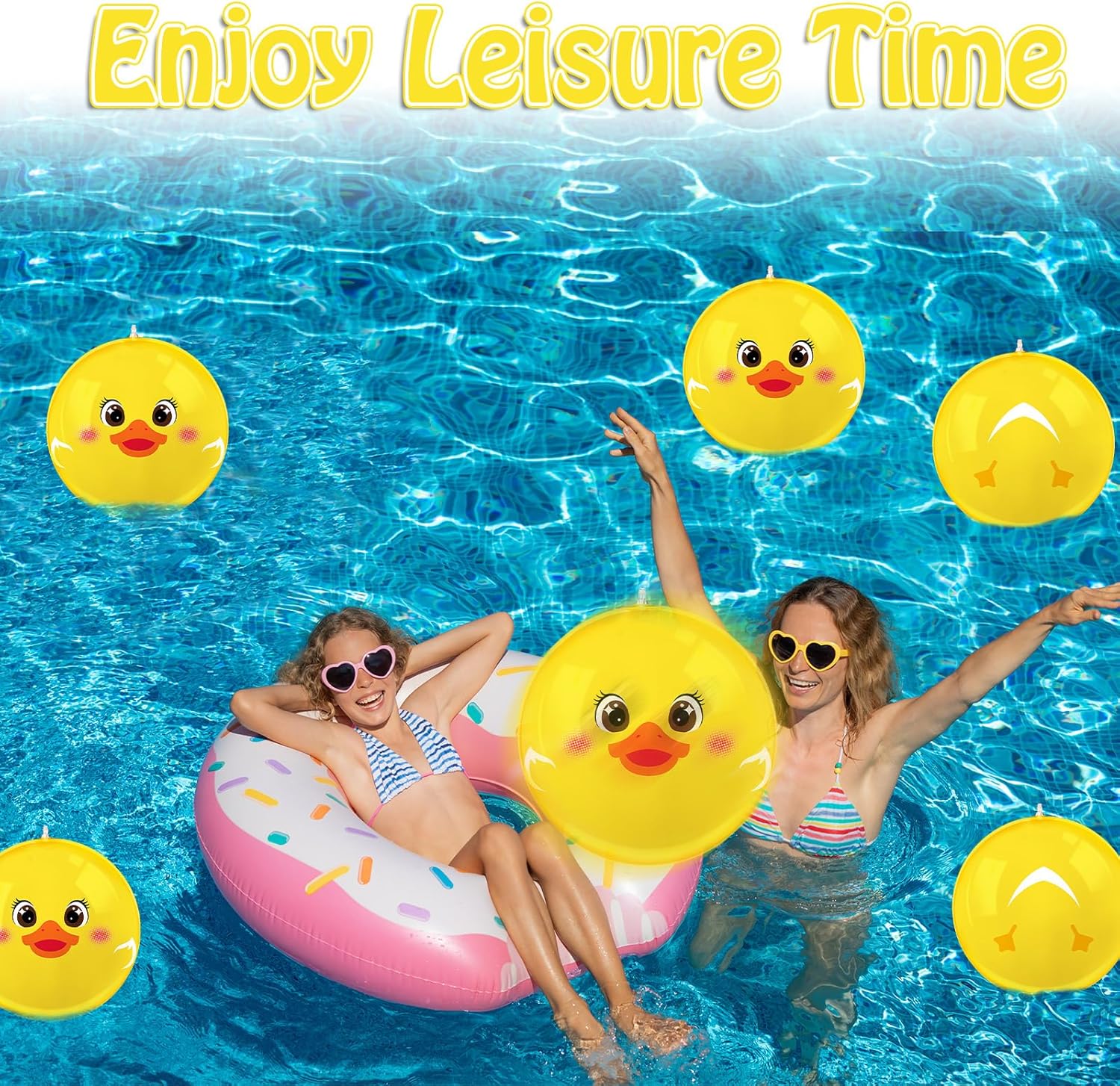12 Pack Rubber Duck Beach Balls 11" Inflatable Duck Beach Balls for Rubber Ducky Party Decorations Pool Water Games Gifts