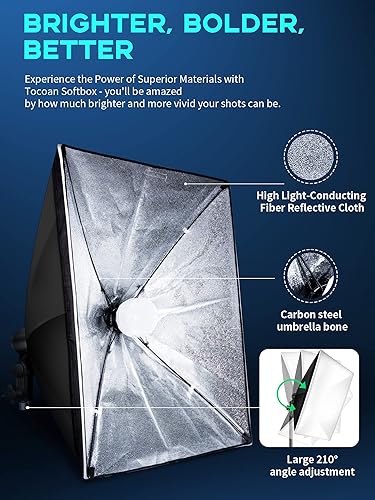 Miniatura 8 de Softbox Kit de iluminación para fotografía, equipo de estudio fotográfico de 27 x 20 pulgadas con 2 bombillas LED de 40 W 8000 K y 2 bombillas LED