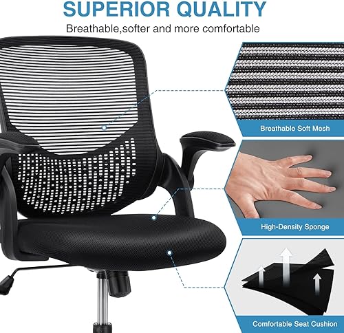 Miniatura 8 de Silla de oficina silla ergonómica de oficina silla de computadora silla de escritorio de malla para oficina en casa con reposabrazos abatibles silla