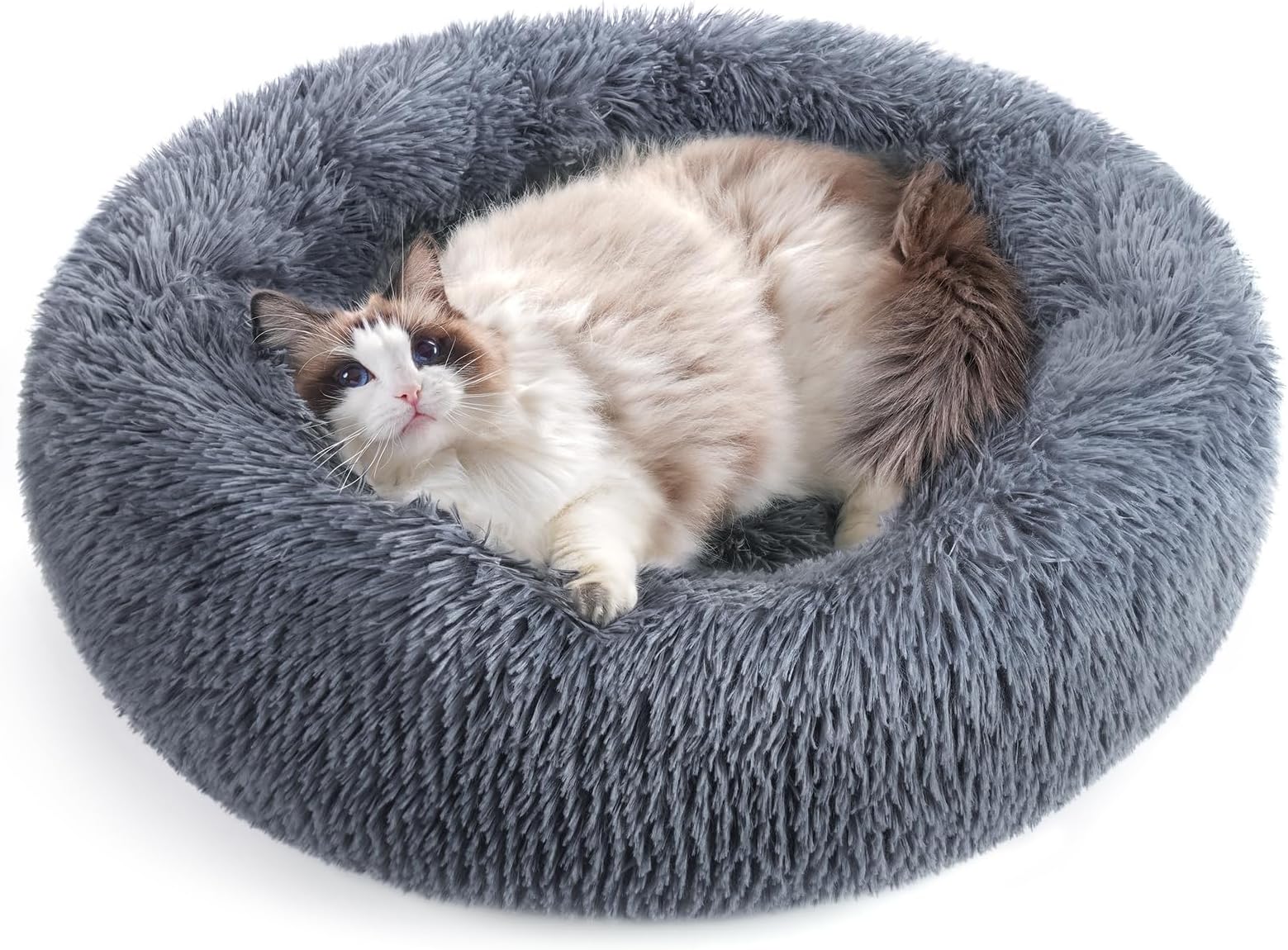 rabbitgoo Cat Bed for Indoor Cats, Soft Plush Donut Cuddler Cushion Pet ...
