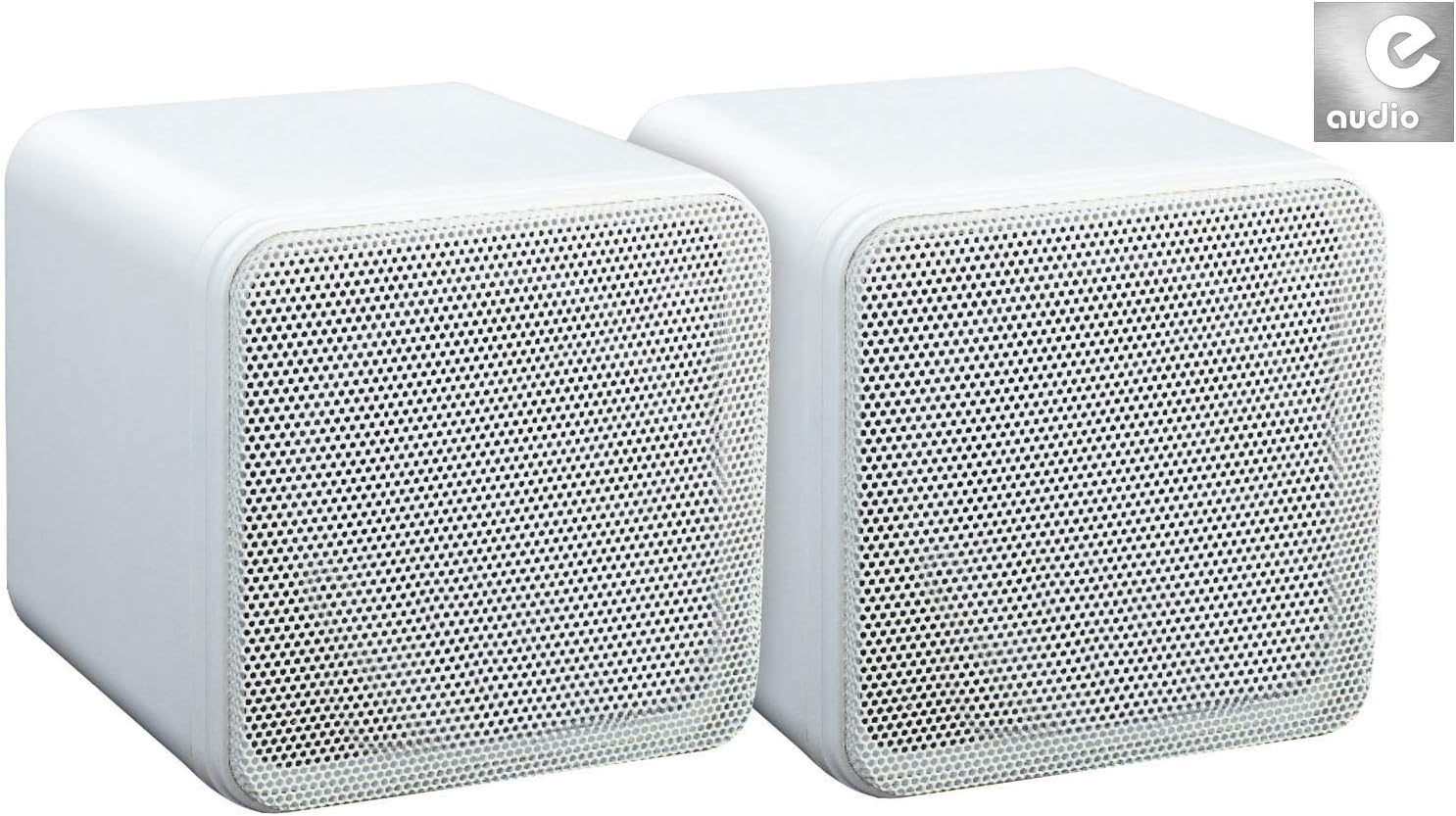 e-audio 4"" Full Range 80W Dual Cone Mini Box Speakers White