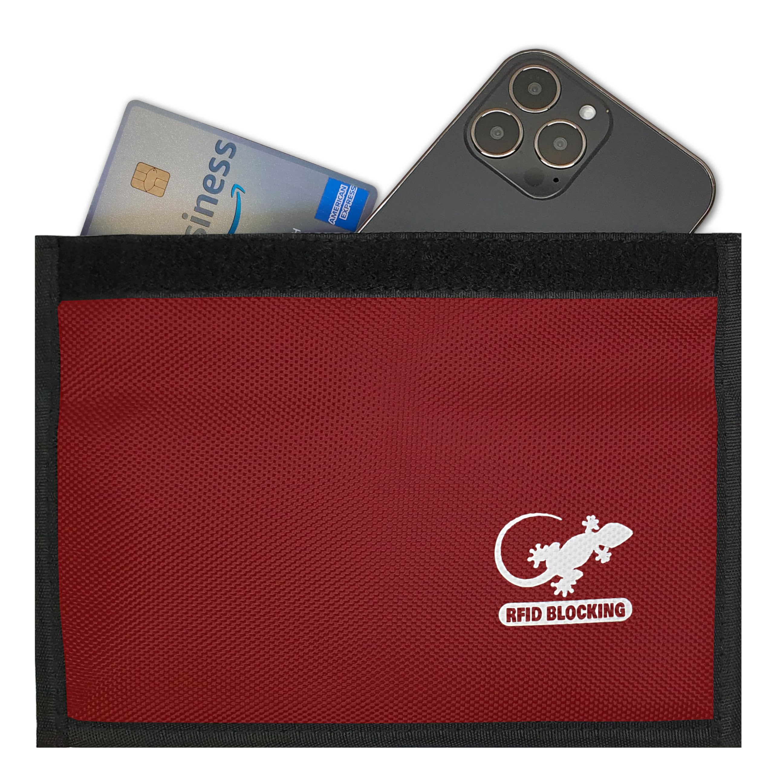 Gecko Travel Tech Faraday Bag Anti-Tracking GPS RFID Car Key Signal Blocker Wallet Shielding Pouch Protective Case for Cell Phone Car Key FOB, Data Privacy, Electronic Device Security (RED - NYLON)